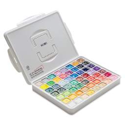 Himi Jelly Gouache Paint Set of 56 with assorted colors with lid off