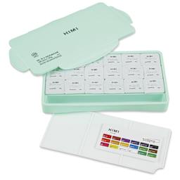 Himi Jelly Gouache Paint - Set of 18, Assorted Colors with lid off