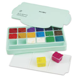 Himi Jelly Gouache Paint - Set of 18, Assorted Colors, 30 ml cups 