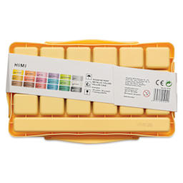Back of package for Himi Jelly Gouache Paint Set of 18, Metallic Colors