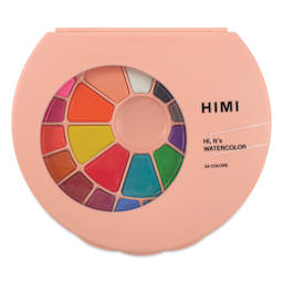 Himi Watercolor Paint Pans - Set of 24, Assorted Colors front of case