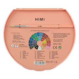 Himi Watercolor Paint Pans - Set of 24, Assorted Colors back of case