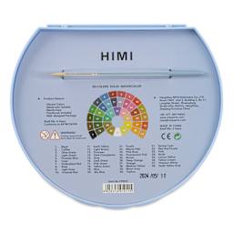 Himi Watercolor Paint Pans - Set of 38, Assorted Colors back of case