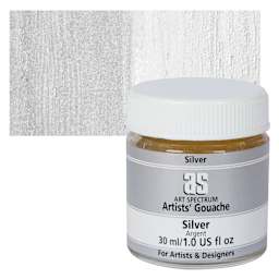Art Spectrum Artists' Gouache - Silver, 30 ml jar and swatch