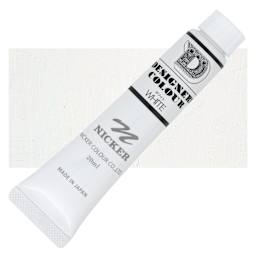 Nicker Designers Color Gouache - White, 20 ml tube and swatch
