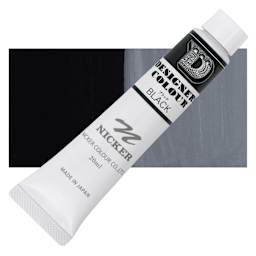 Nicker Designers Color Gouache - Black, 20 ml tube and swatch