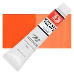 Nicker Designers Color Gouache - Flame, 20 ml tube and swatch