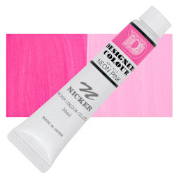 Nicker Designers Color Gouache - Neon Pink, 20 ml tube and swatch