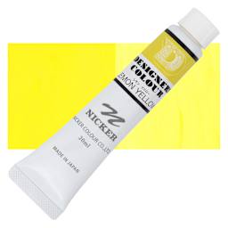 Nicker Designers Color Gouache - Lemon Yellow, 20 ml tube and swatch