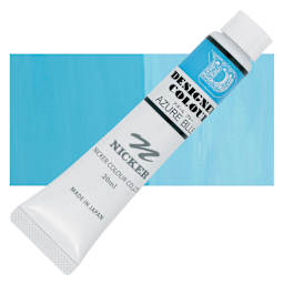 Nicker Designers Color Gouache - Azure Blue, 20 ml tube and swatch