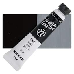 Nicker Painter’s Gouache - Black, 12 ml tube and swatch