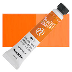Nicker Painter’s Gouache - Brilliant Orange, 12 ml tube and swatch