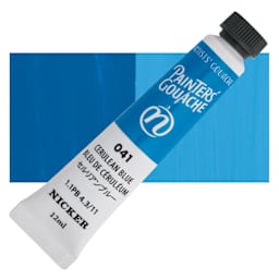 Nicker Painter’s Gouache - Cerulean Blue, 12 ml tube and swatch