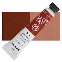 Nicker Painter’s Gouache - Burnt Sienna, 12 ml tube and swatch