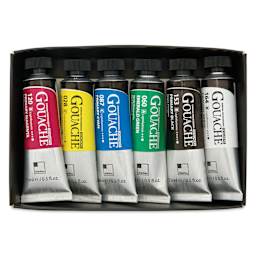 ShinHan Professional Designers Gouache - Set of 6, Primary Colors, 15 ml, tubes in packaging