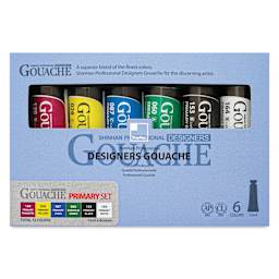 ShinHan Professional Designers Gouache - Set of 6, Primary Colors, 15 ml, front of packaging