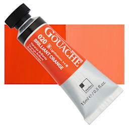 ShinHan Professional Designers Gouache - Brilliant Orange, 15 ml tube and swatch