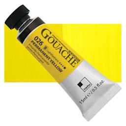 ShinHan Professional Designers Gouache - Permanent Yellow, 15 ml tube and swatch