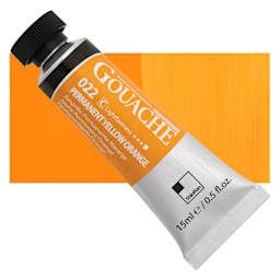 ShinHan Professional Designers Gouache - Permanent Yellow Orange, 15 ml tube and swatch