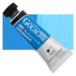 ShinHan Professional Designers Gouache - Cerulean Blue, 15 ml tube and swatch