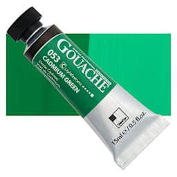 ShinHan Professional Designers Gouache - Cadmium Green, 15 ml tube and swatch