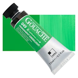ShinHan Professional Designers Gouache - Permanent Green Light, 15 ml tube and swatch