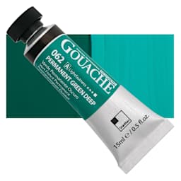 ShinHan Professional Designers Gouache - Permanent Green Deep, 15 ml tube and swatch