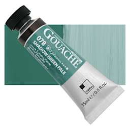 ShinHan Professional Designers Gouache - Shadow Green Pale, 15 ml tube and swatch