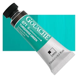 ShinHan Professional Designers Gouache - Turquoise Green, 15 ml tube and swatch