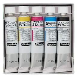 Schmincke Akademie Gouache Paints - Set of 5, CMKY Starter Colors, 20 ml Tubes