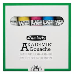 Schmincke Akademie Gouache Paints - Set of 5, CMKY Starter Colors, 20 ml Tubes front of packaging