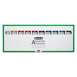 Schmincke Akademie Gouache Paints - Set of 10, Split Primary, 60 ml Tubes front of packaging