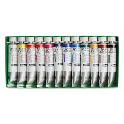 Open package of the Schmincke Akademie Gouache Paints - Set of 12, Assorted Colors
