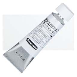 Schmincke Akademie Gouache Paint - White Opaque, 60 ml Tube and Swatch