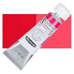 Schmincke Akademie Gouache Paint - Signal Red, 60 ml Tube and Swatch