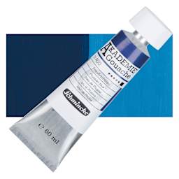 Schmincke Akademie Gouache Paint - Prussian Blue, 60 ml Tube and Swatch