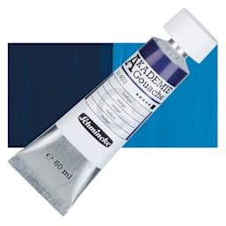 Schmincke Akademie Gouache Paint - Indigo, 60 ml Tube and Swatch
