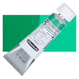 Schmincke Akademie Gouache Paint - Green, 60 ml Tube and Swatch
