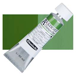 Schmincke Akademie Gouache Paint - Sap Green, 60 ml Tube and Swatch