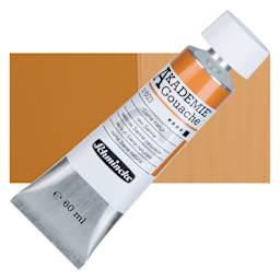 Schmincke Akademie Gouache Paint - Raw Sienna, 60 ml Tube and Swatch