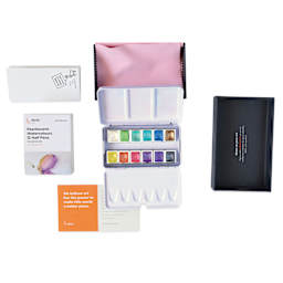 Etchr Half Pan Watercolors - Set of 12, Versatile Pearlescent Colors, set contents