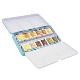 Etchr Half Pan Watercolors - Set of 12, Golden Pearlescent Colors