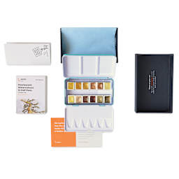 Etchr Half Pan Watercolors - Set of 12, Golden Pearlescent Colors, set contents