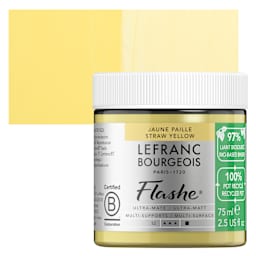 Lefranc Bourgeois Flashe Biobased Paint - Straw Yellow, 75 ml jar and swatch