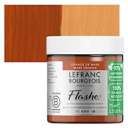 Lefranc Bourgeois Flashe Biobased Paint - Mars Orange, 75 ml jar and swatch