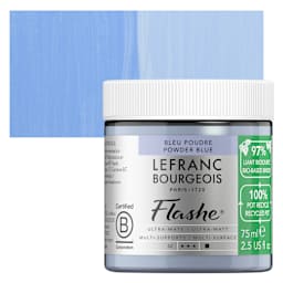 Lefranc Bourgeois Flashe Biobased Paint - Powder Blue, 75 ml jar and swatch