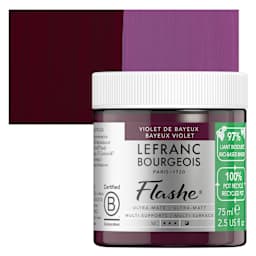 Lefranc Bourgeois Flashe Biobased Paint - Bayeux Violet, 75 ml jar and swatch