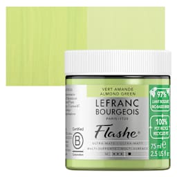Lefranc Bourgeois Flashe Biobased Paint - Almond Green, 75 ml jar and swatch