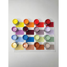 All 16 current colors in the Lefranc Bourgeois Flashe Biobased Paint