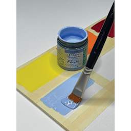 Lefranc Bourgeois Flashe Biobased Paint blue being applied to a panel